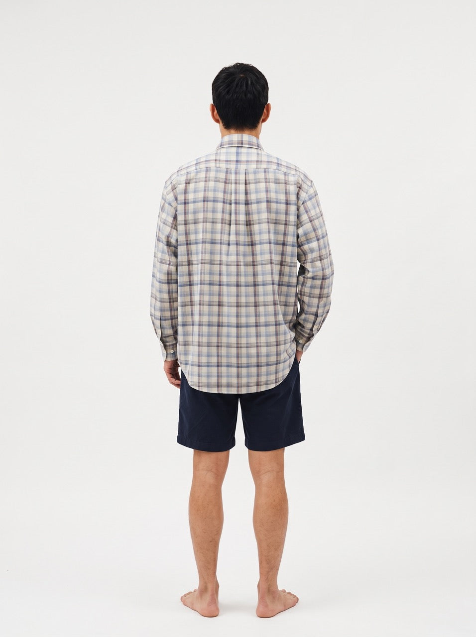 Blue Check Cotton Button-Down Shirt