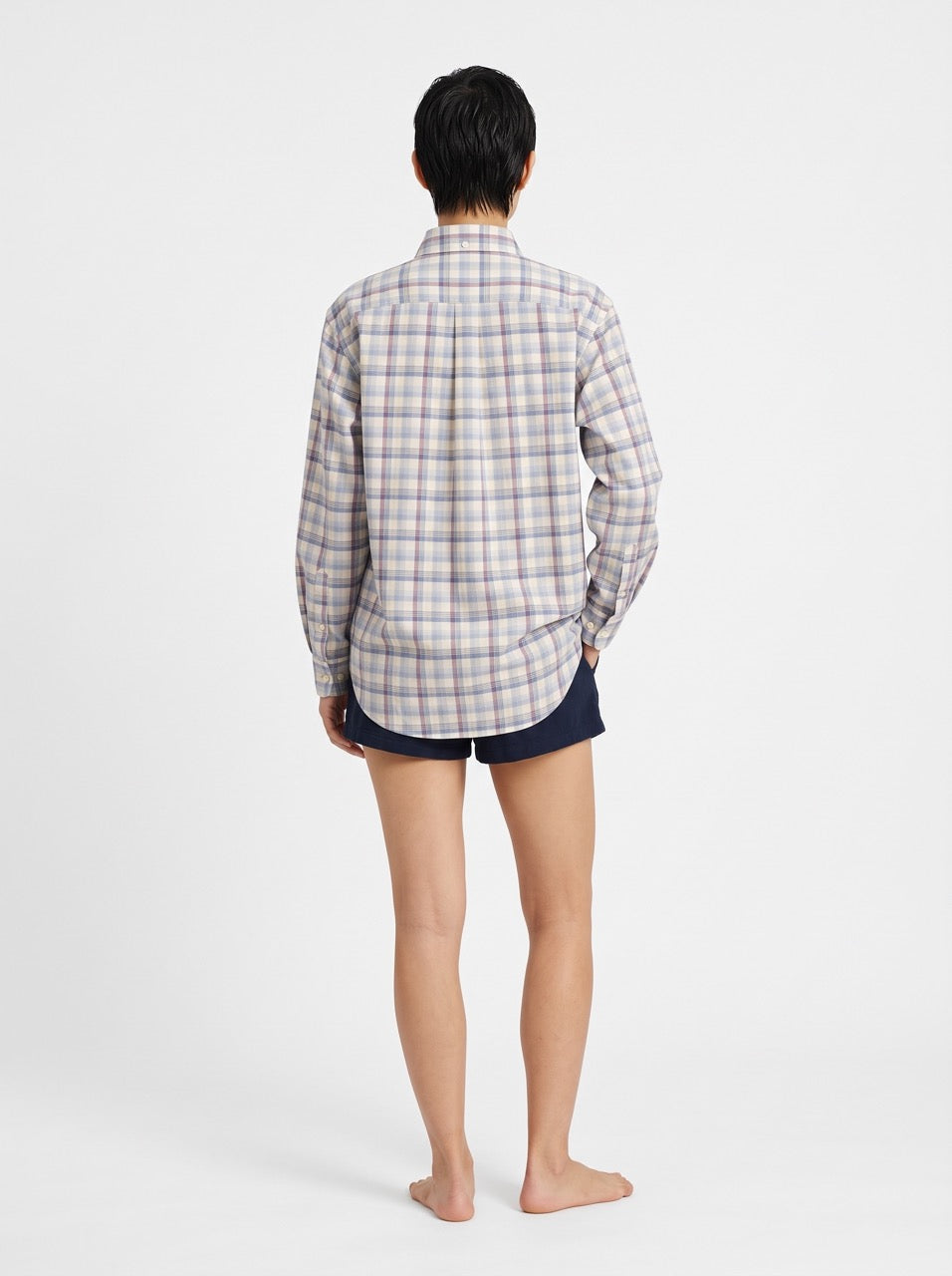 Blue Check Cotton Button-Down Shirt
