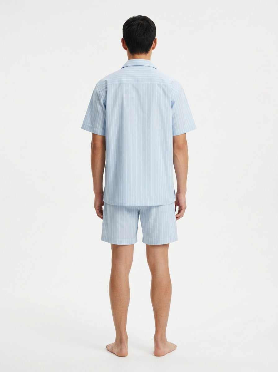 Sky Blue Stripe Cotton Shirt