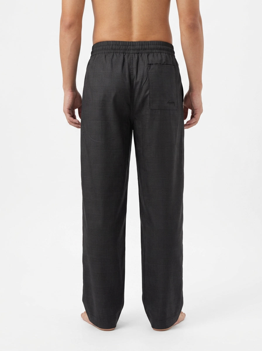 Charcoal Houndstooth Cotton Lounge Trousers