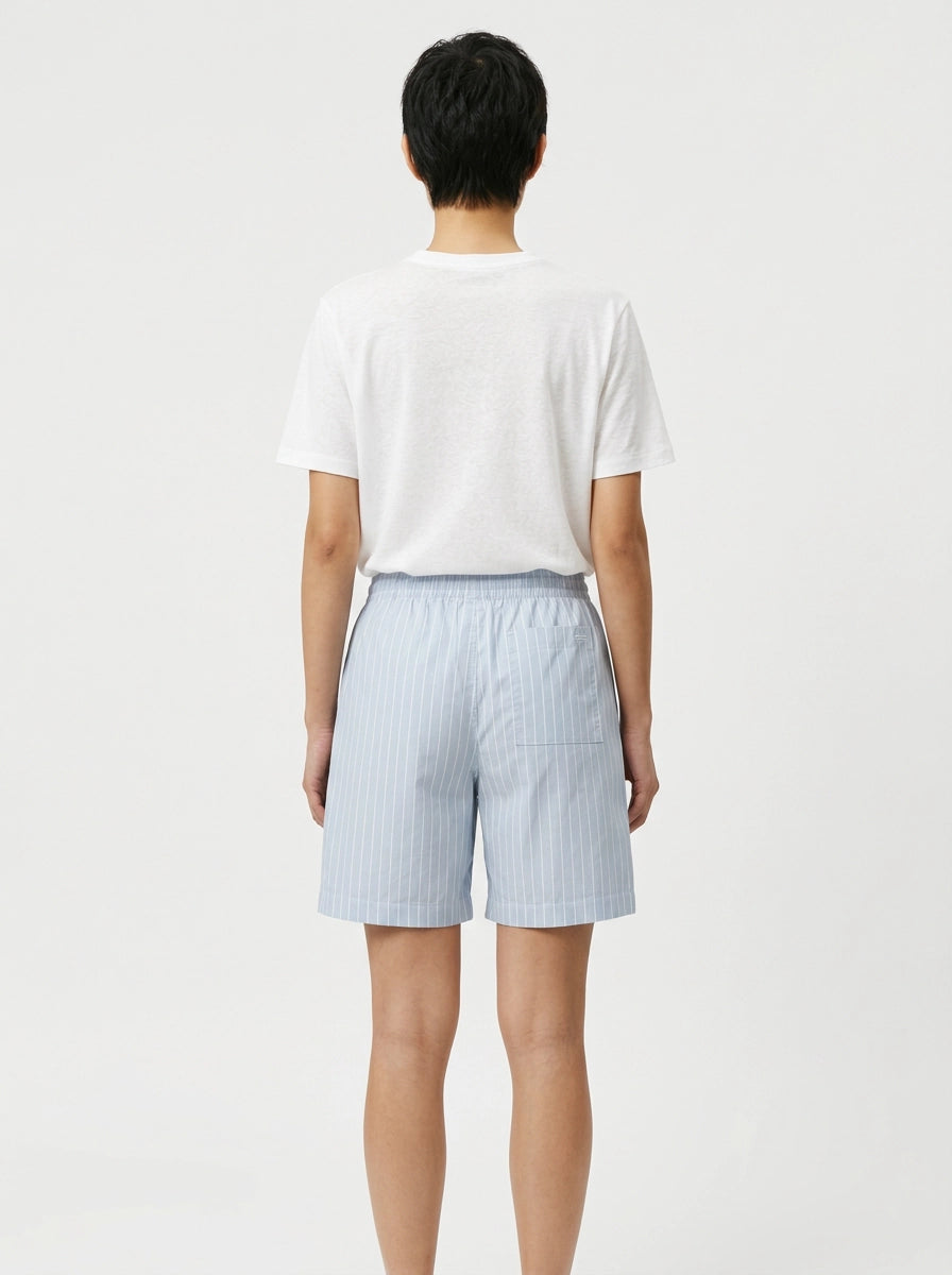 Sky Blue Stripe Cotton Shorts