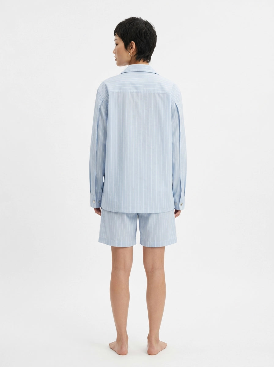 Sky Blue Stripe Cotton Shirt
