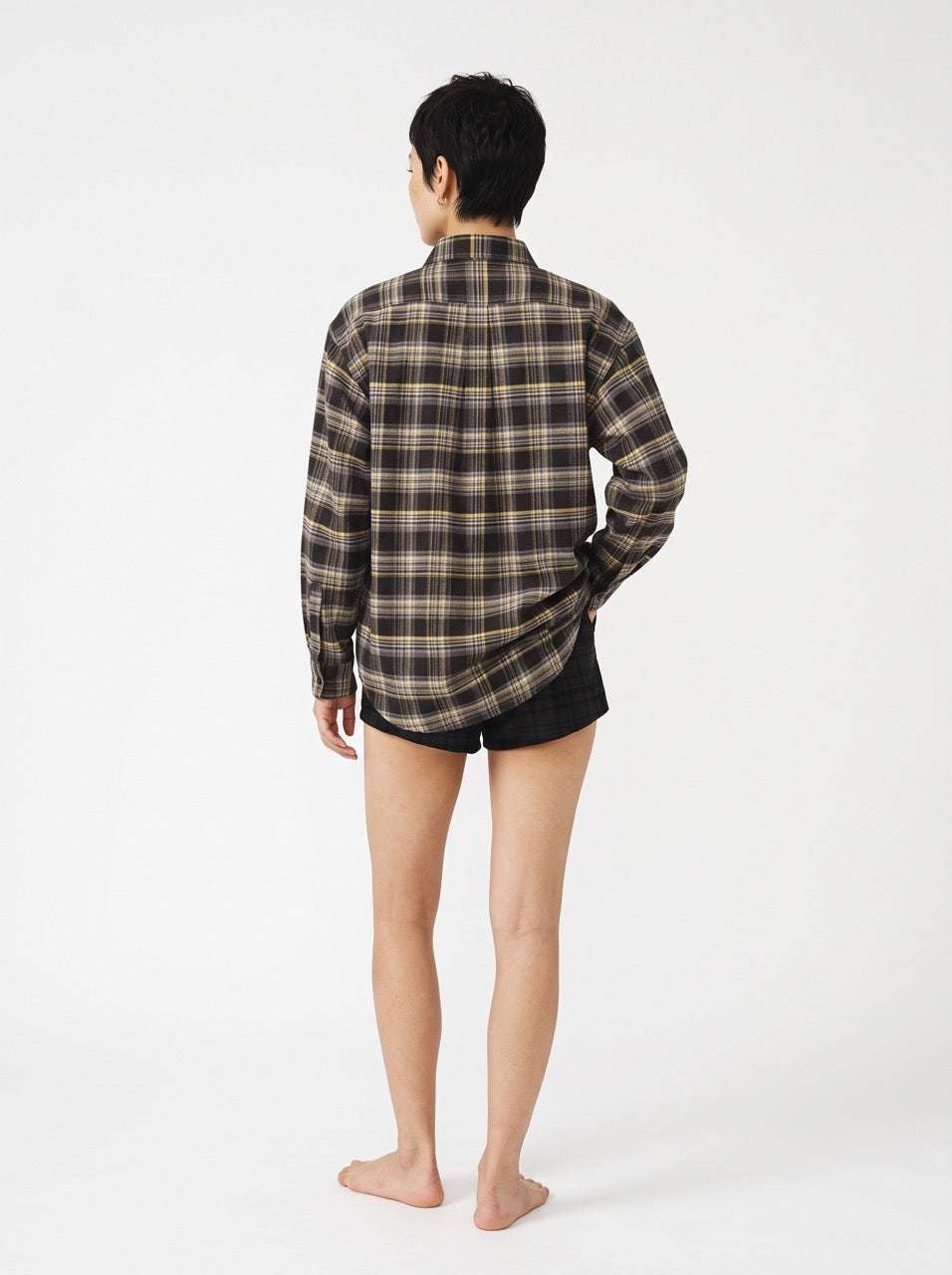 Grey, Mustard & Black Yarn-Dyed Cotton Check Button-Down Shirt