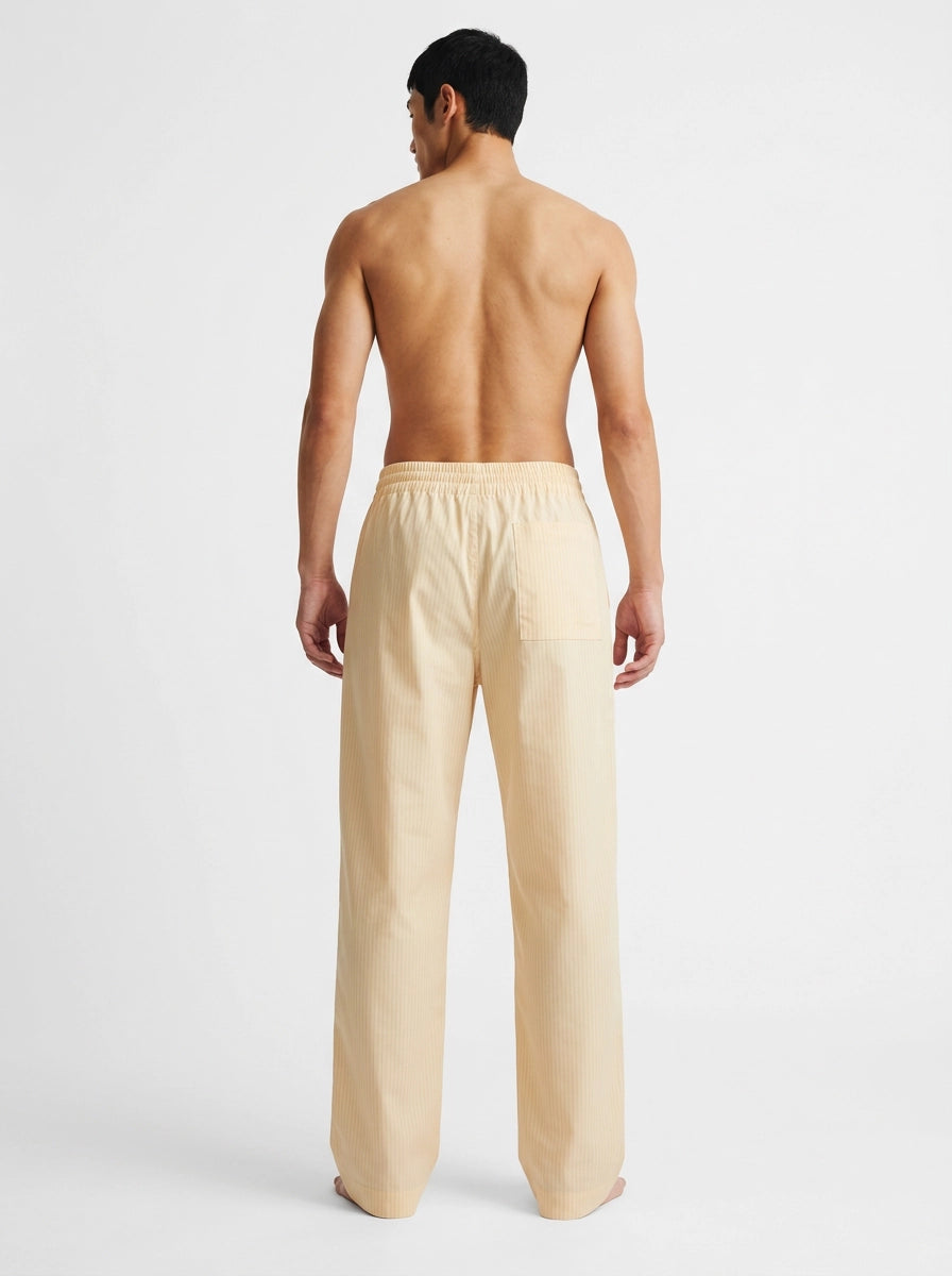 Beige Pinstripe Cotton Lounge Trousers