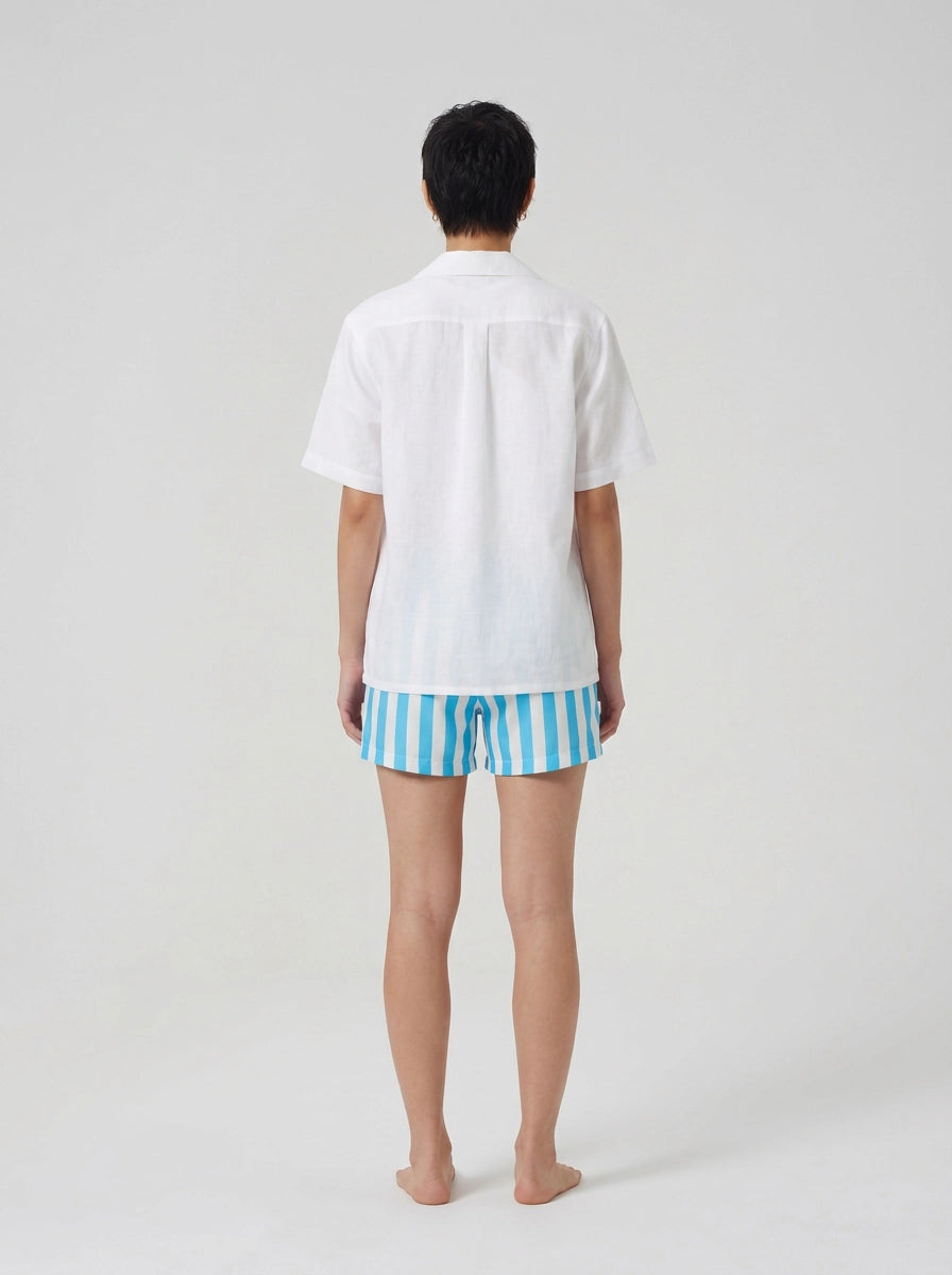 Sky Blue Stripe Swim Shorts
