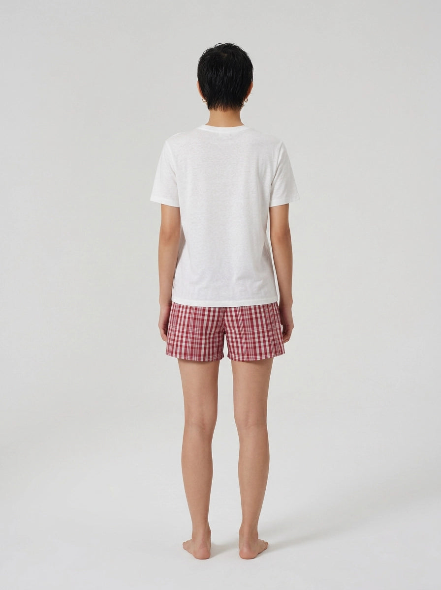 Coral Check Cotton Boxers