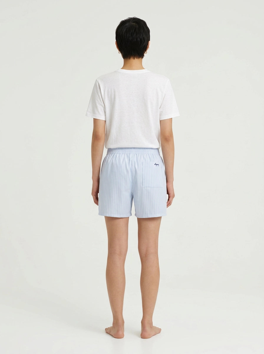 Sky Herringbone Cotton Boxer Shorts
