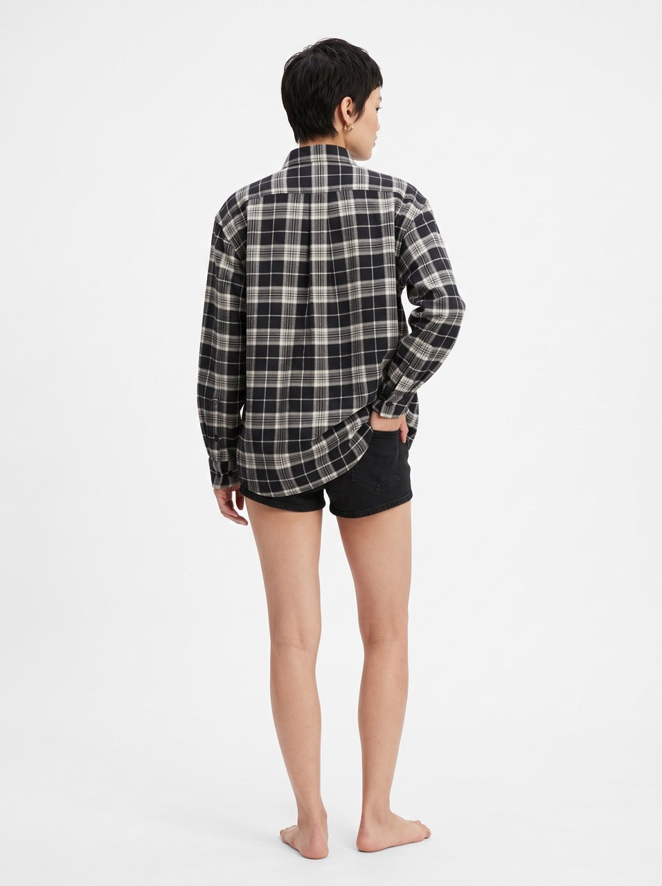 Black & White Yarn-Dyed Cotton Check Button-Down Shirt