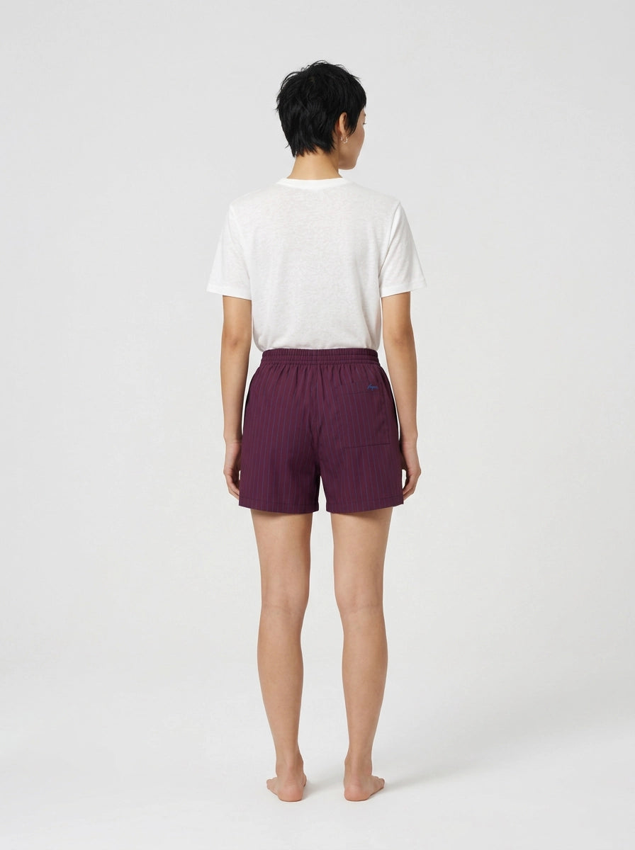 Wine Stripe Cotton Boxer Shorts