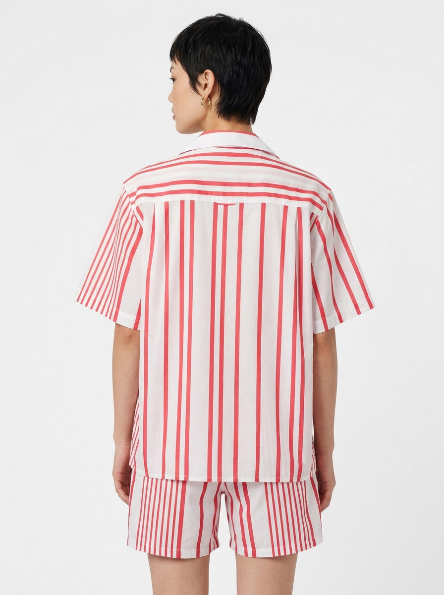 Coral Stripe Cotton Shirt