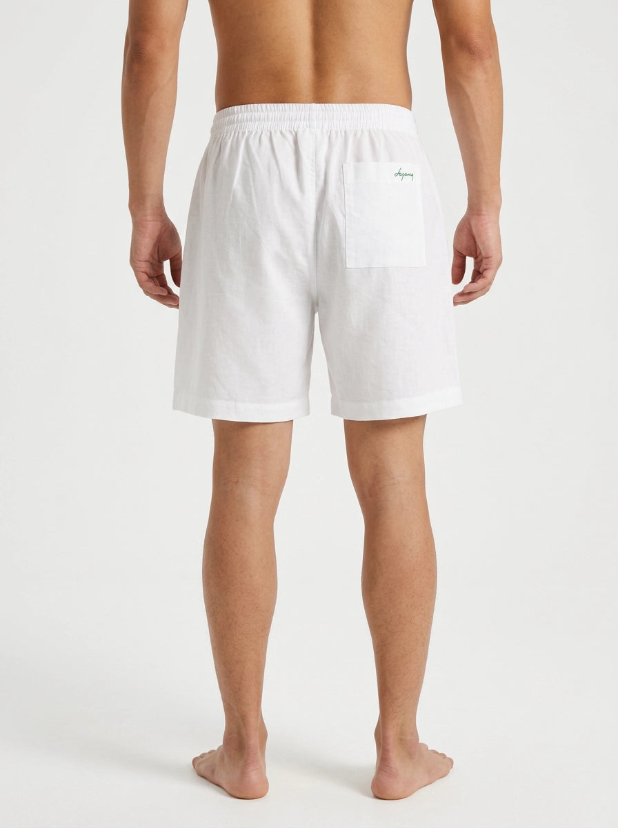 White Cotton Linen Shorts