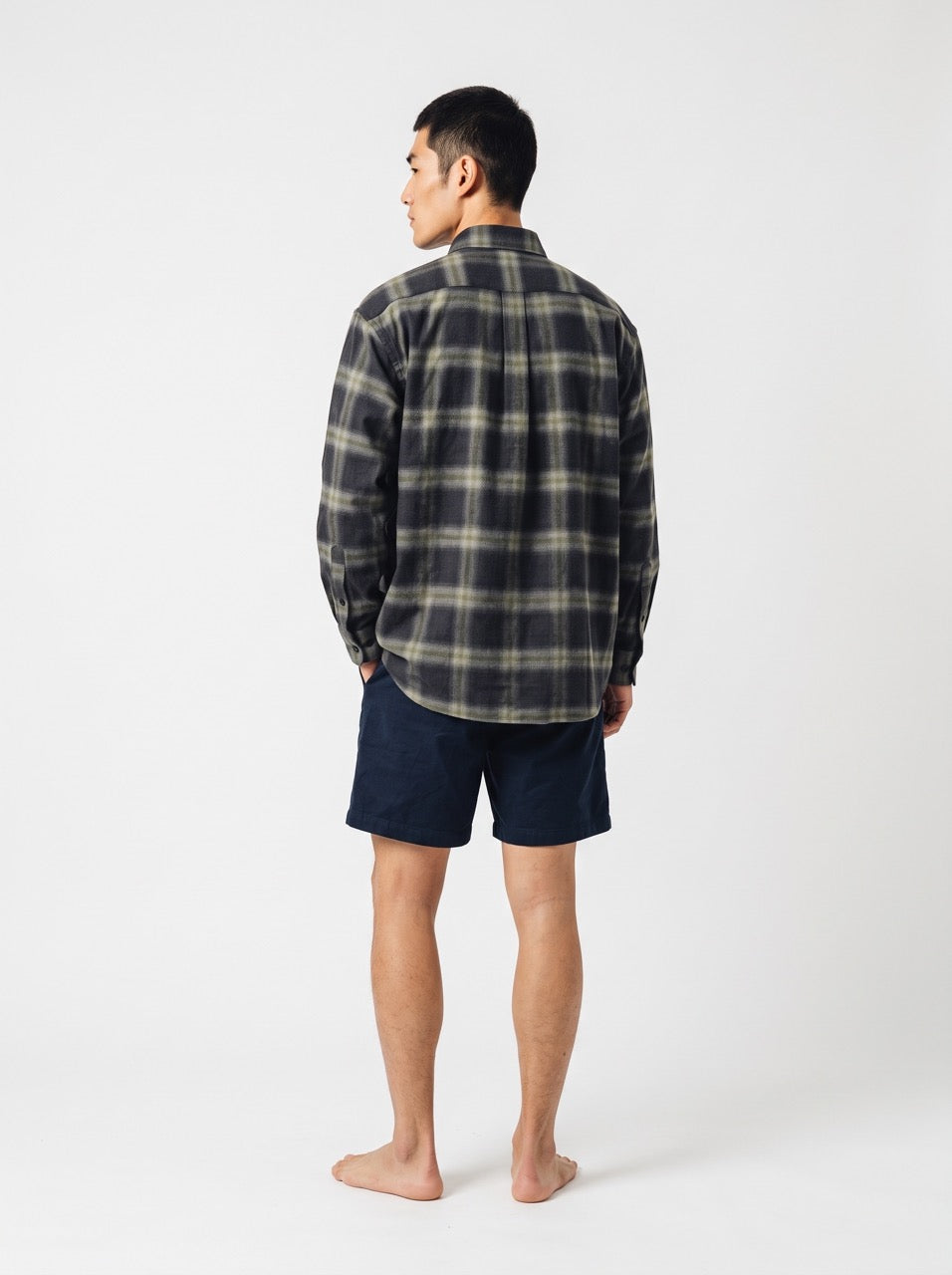 Charcoal Check Cotton Button-Down Shirt