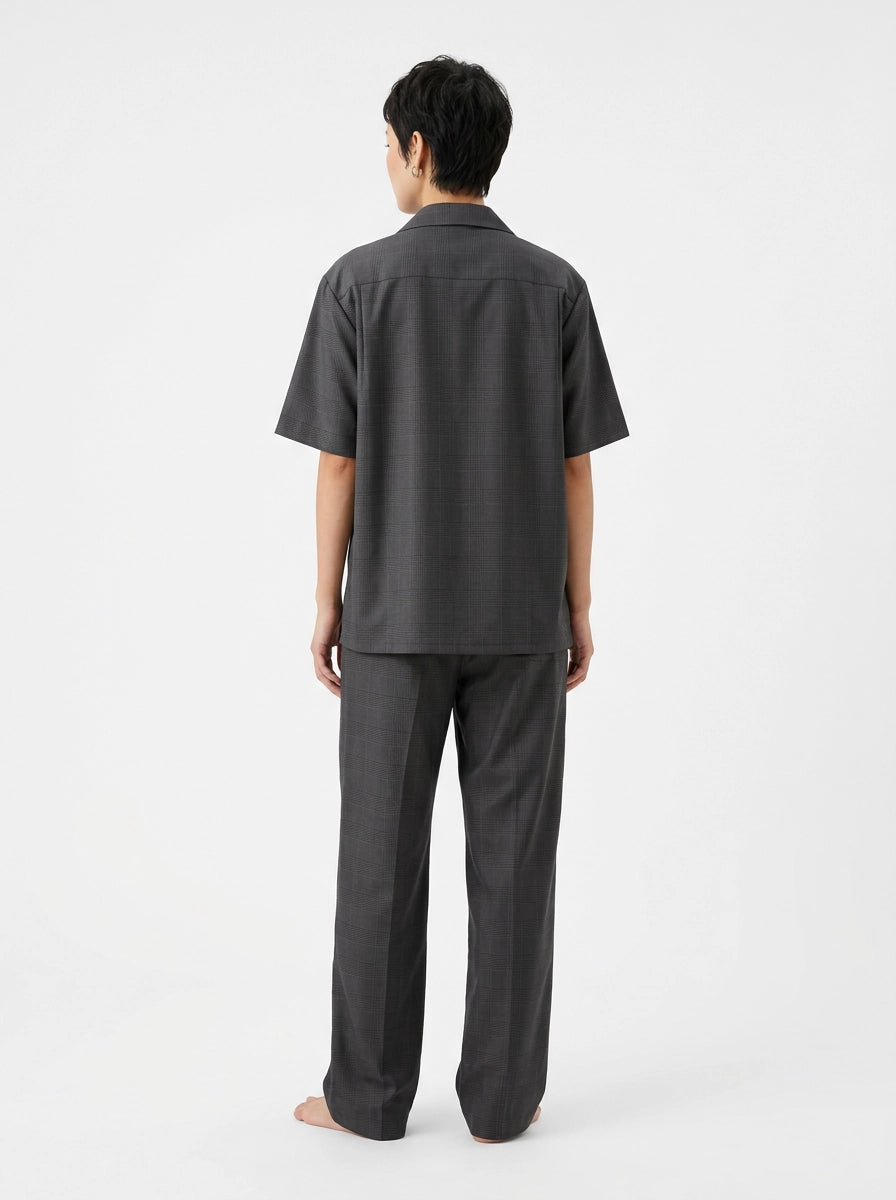 Charcoal Houndstooth Cotton Shirt