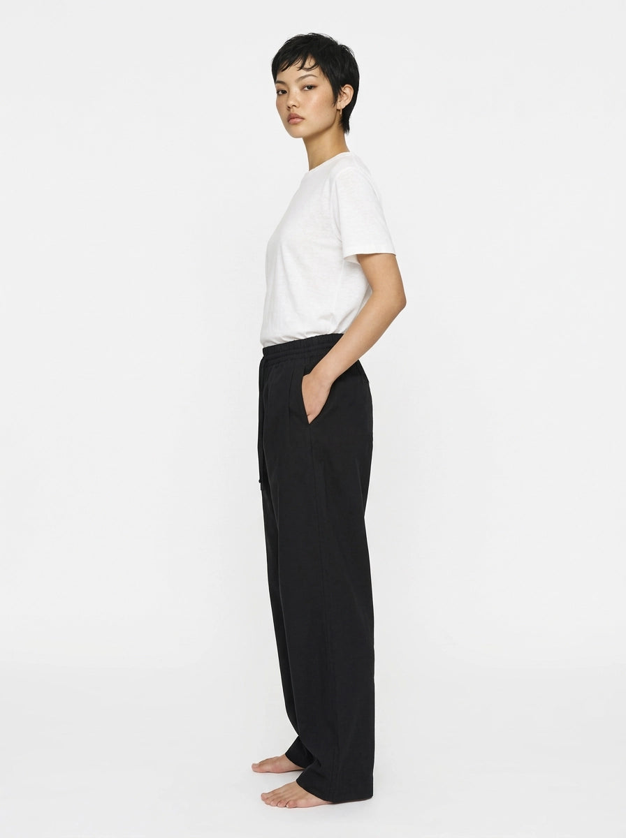 Black Cotton Linen Lounge Trousers